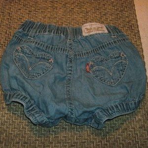 Adorable LEVI'S Baby Girls Denim Jean Bloomers Diaper Cover Shorts size 12M